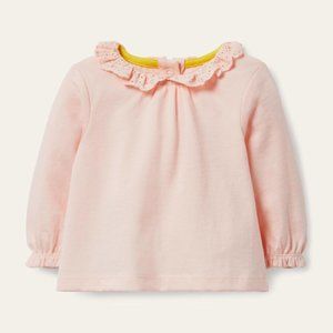 NWT Baby Boden Pink Lace Collar Top